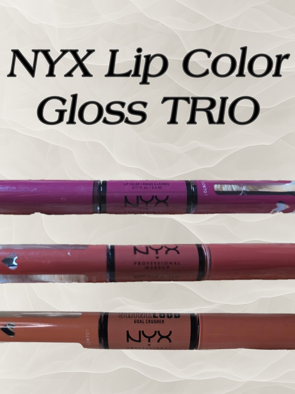 NYX Lip Color Gloss Trio - Pink, Mauve, Peach Shades